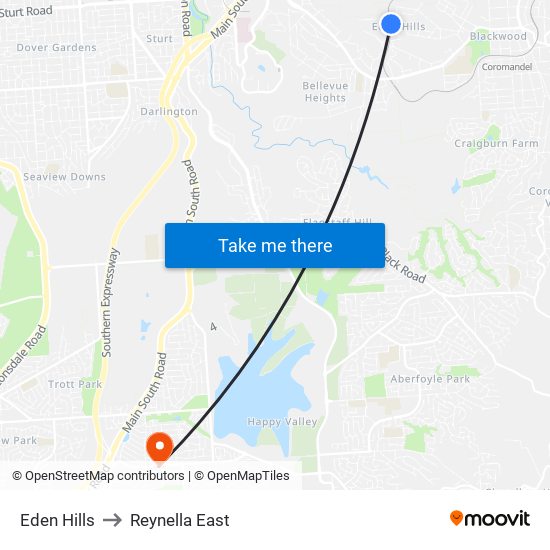 Eden Hills to Reynella East map