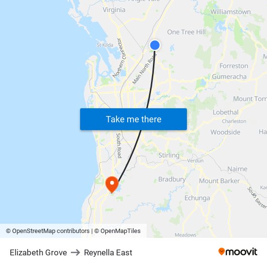 Elizabeth Grove to Reynella East map