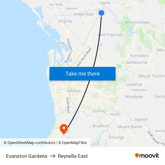 Evanston Gardens to Reynella East map