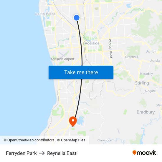 Ferryden Park to Reynella East map