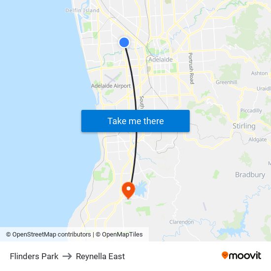 Flinders Park to Reynella East map