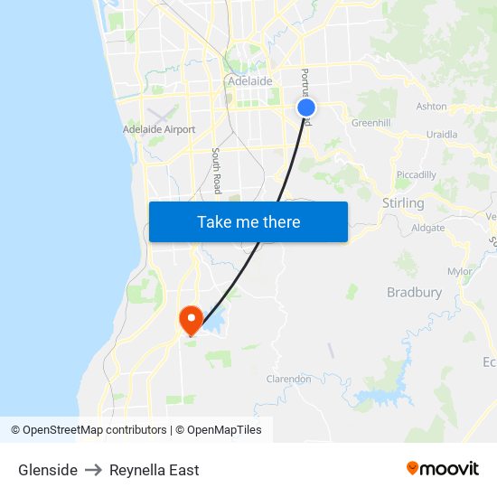 Glenside to Reynella East map