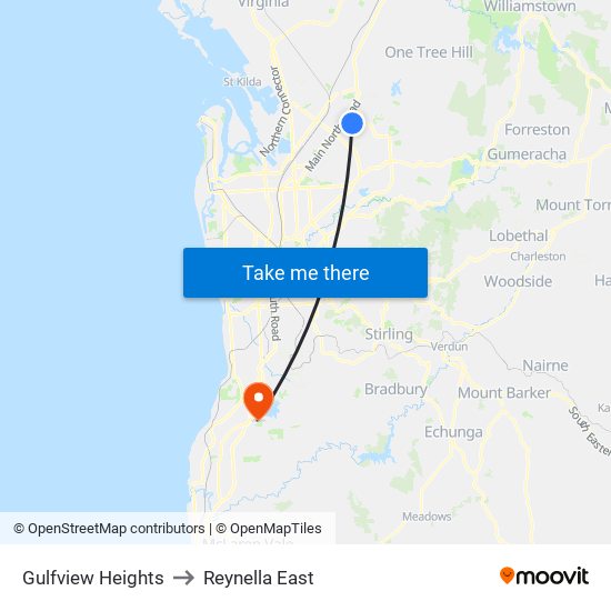 Gulfview Heights to Reynella East map