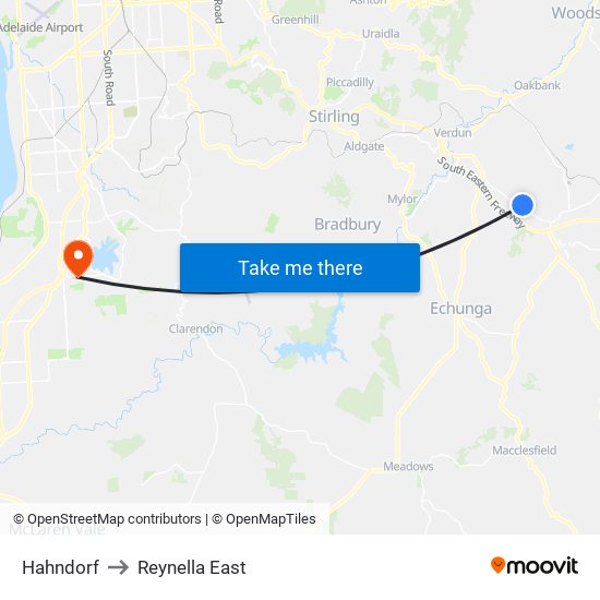 Hahndorf to Reynella East map