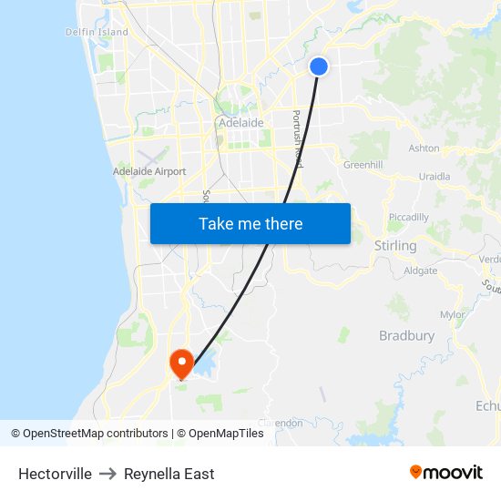 Hectorville to Reynella East map