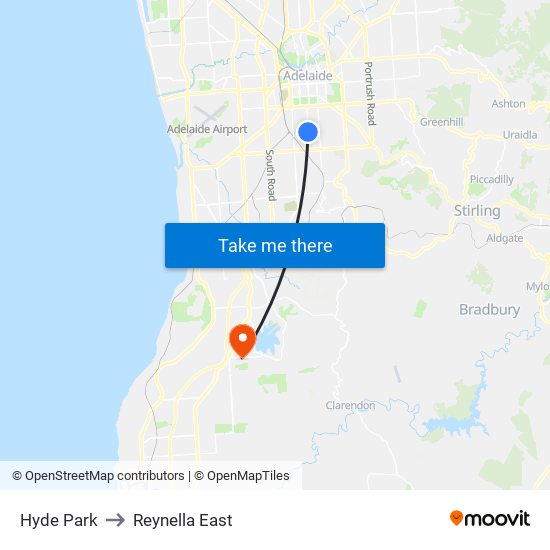 Hyde Park to Reynella East map