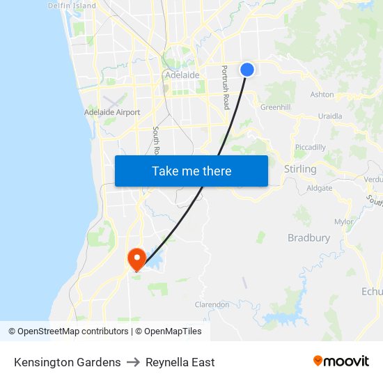 Kensington Gardens to Reynella East map