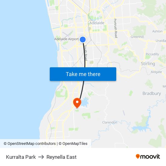 Kurralta Park to Reynella East map