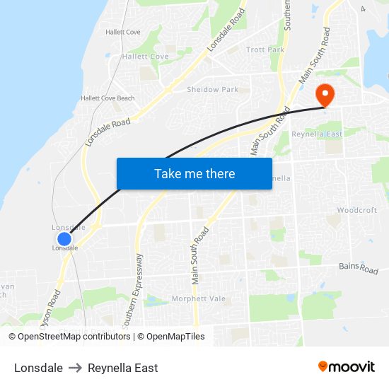 Lonsdale to Reynella East map