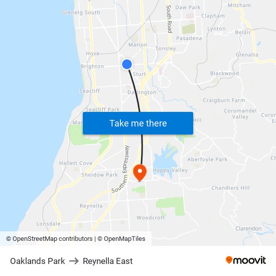 Oaklands Park to Reynella East map