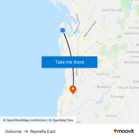 Osborne to Reynella East map