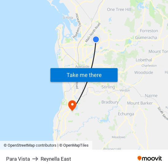 Para Vista to Reynella East map