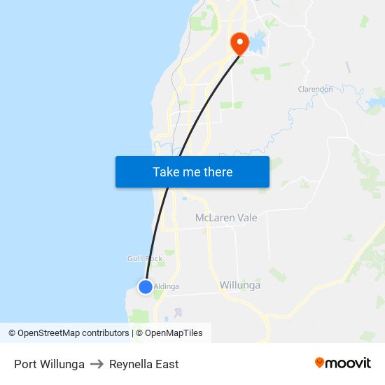 Port Willunga to Reynella East map