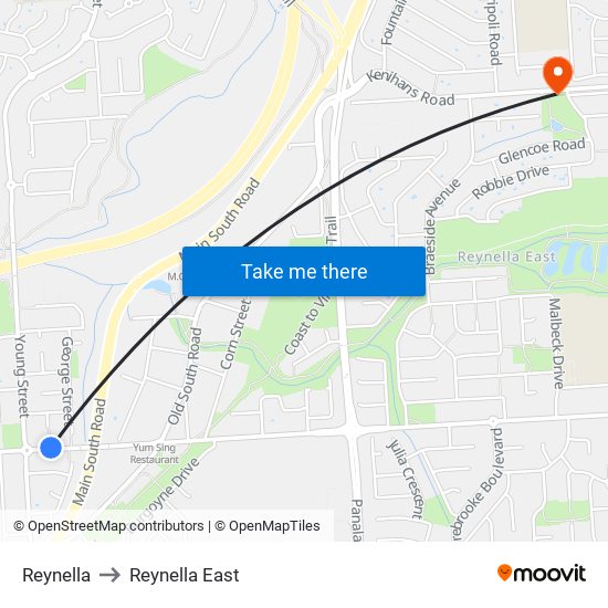 Reynella to Reynella East map