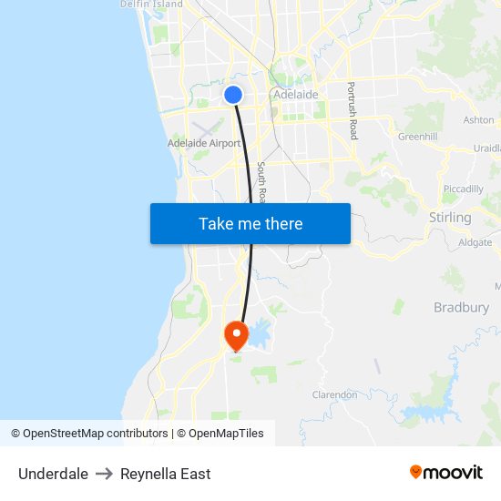 Underdale to Reynella East map