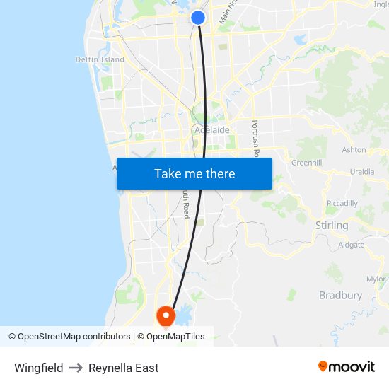 Wingfield to Reynella East map