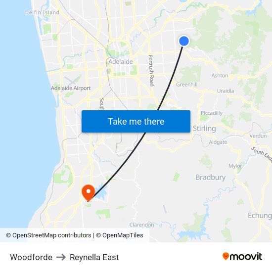 Woodforde to Reynella East map