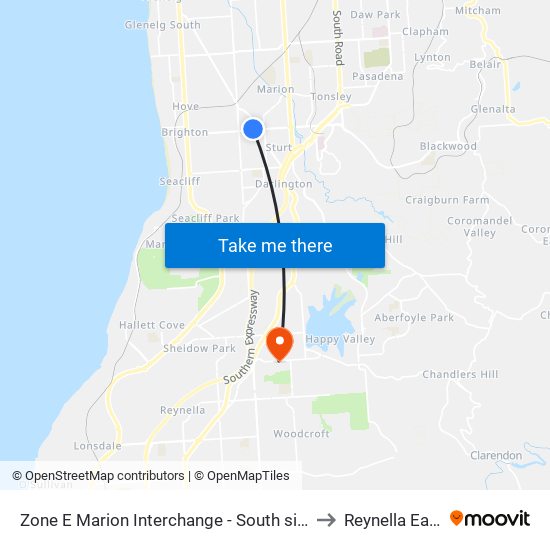 Zone E Marion Interchange - South side to Reynella East map