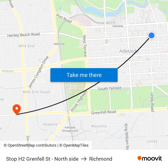 Stop H2 Grenfell St - North side to Richmond map