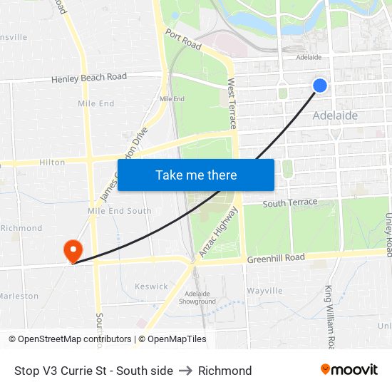 Stop V3 Currie St - South side to Richmond map