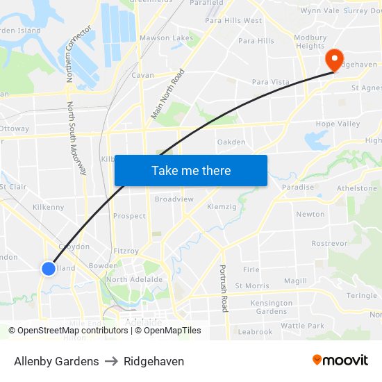 Allenby Gardens to Ridgehaven map