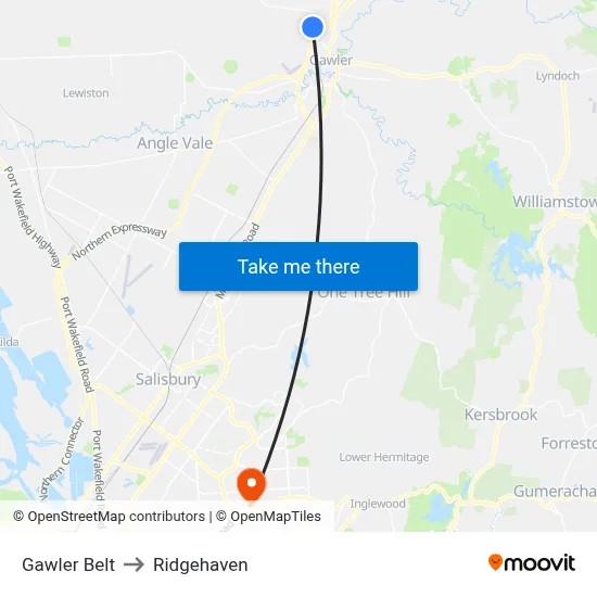Gawler Belt to Ridgehaven map
