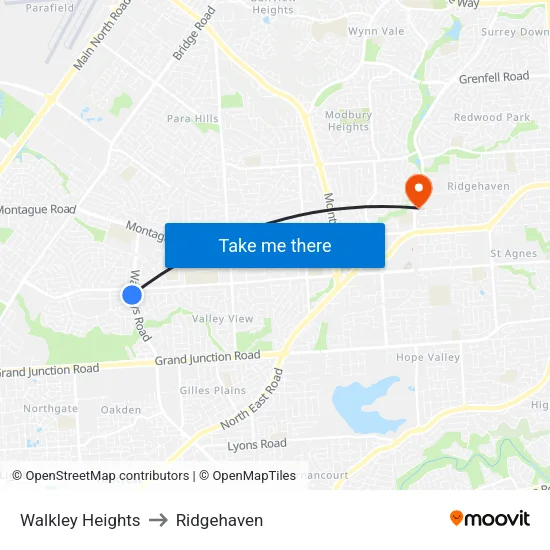 Walkley Heights to Ridgehaven map