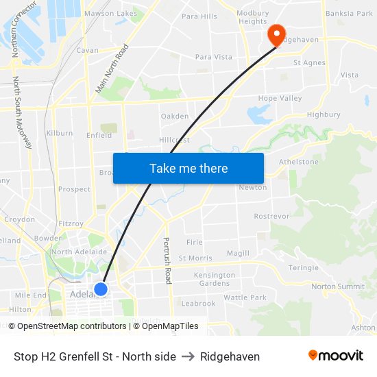 Stop H2 Grenfell St - North side to Ridgehaven map
