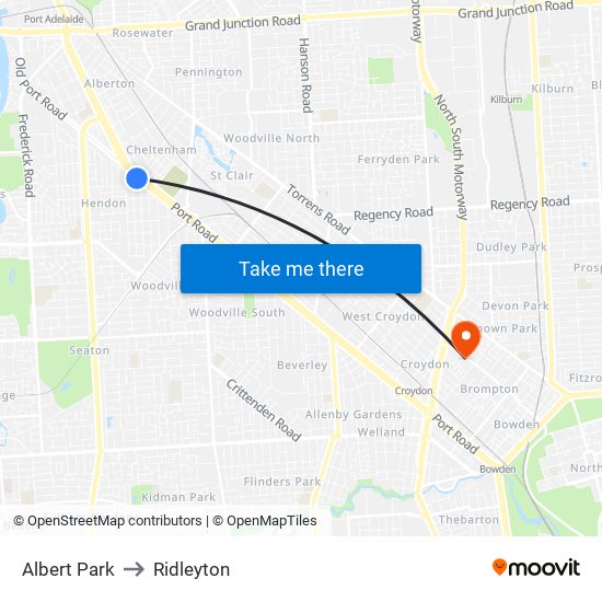 Albert Park to Ridleyton map