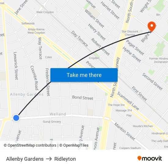 Allenby Gardens to Ridleyton map