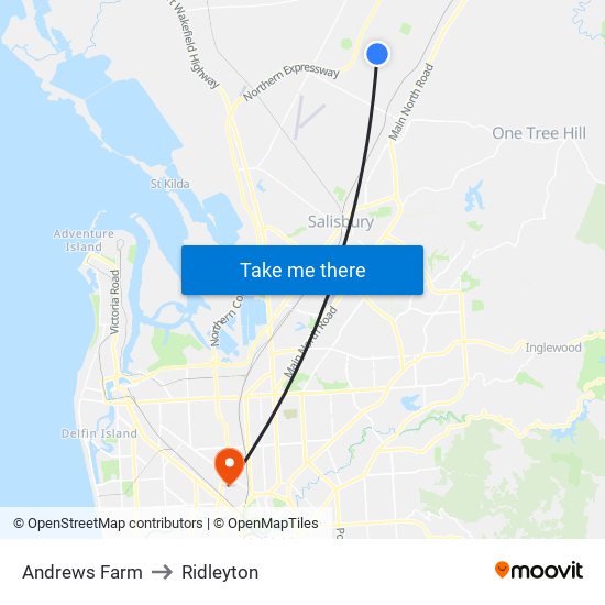 Andrews Farm to Ridleyton map