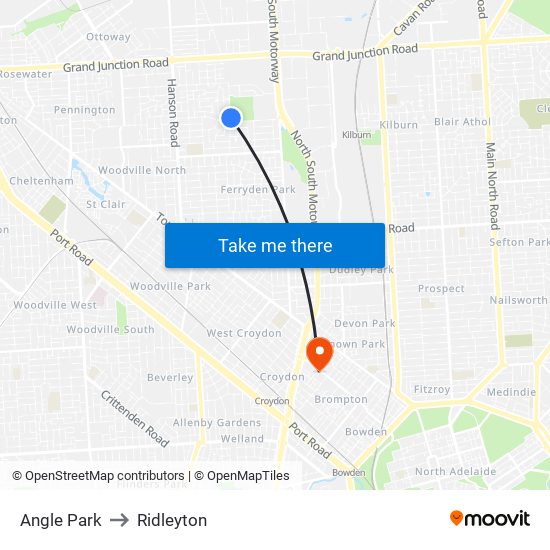 Angle Park to Ridleyton map