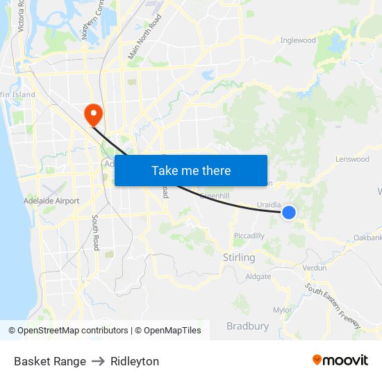 Basket Range to Ridleyton map