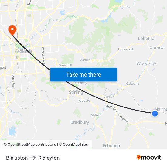 Blakiston to Ridleyton map