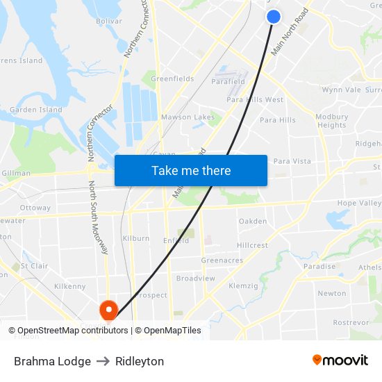 Brahma Lodge to Ridleyton map