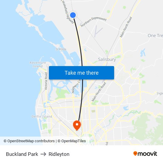 Buckland Park to Ridleyton map