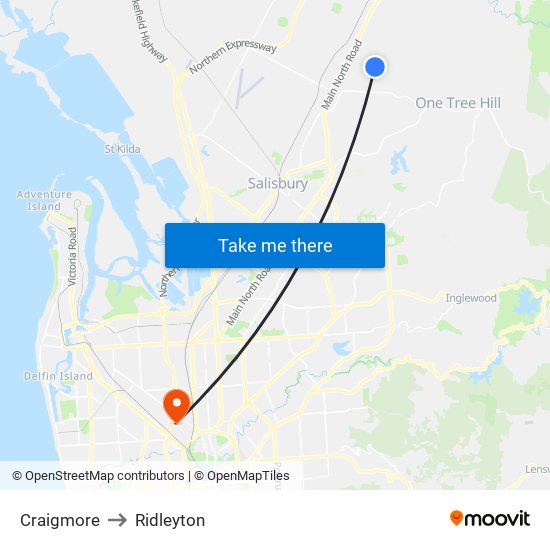 Craigmore to Ridleyton map