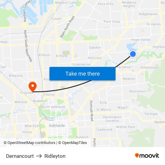 Dernancourt to Ridleyton map