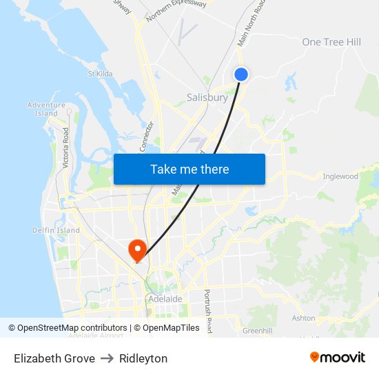 Elizabeth Grove to Ridleyton map