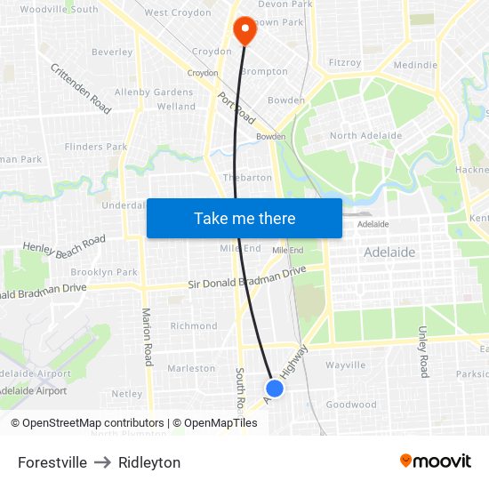 Forestville to Ridleyton map