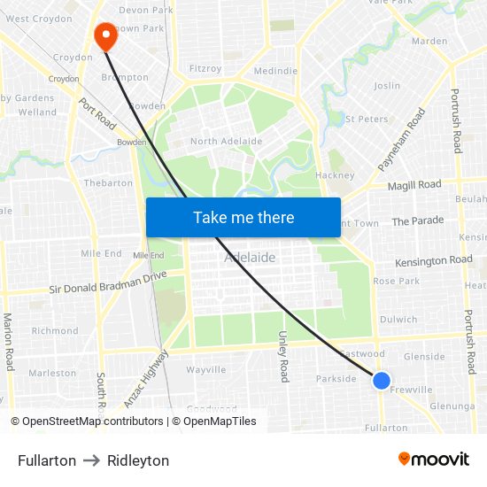 Fullarton to Ridleyton map