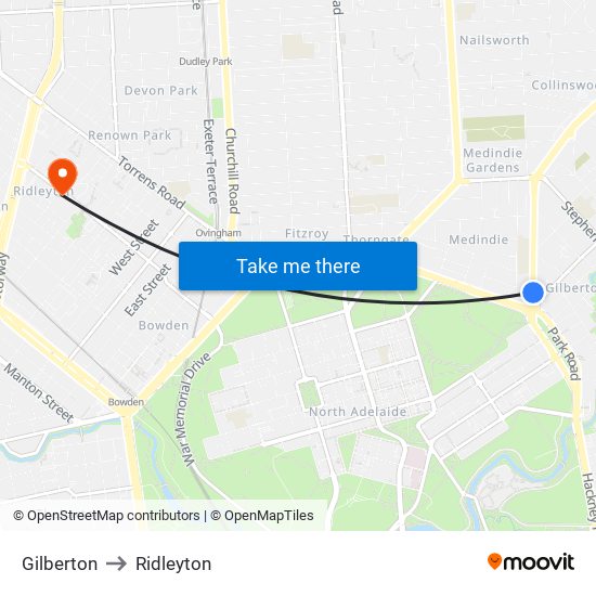 Gilberton to Ridleyton map