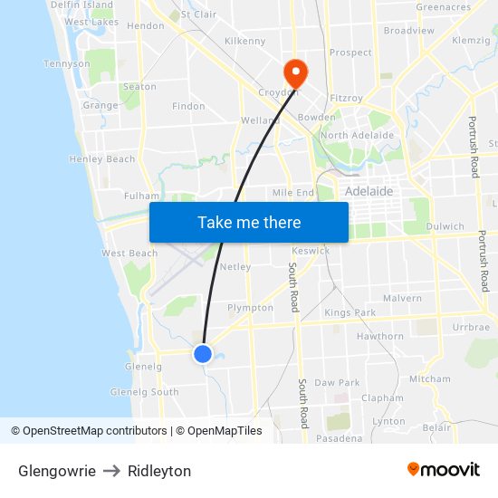 Glengowrie to Ridleyton map