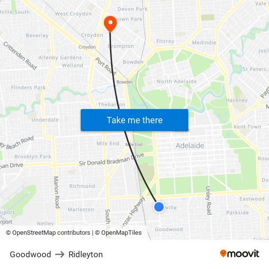 Goodwood to Ridleyton map