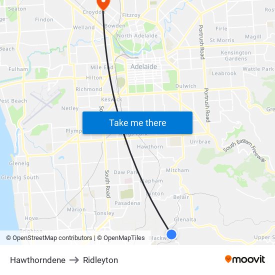 Hawthorndene to Ridleyton map