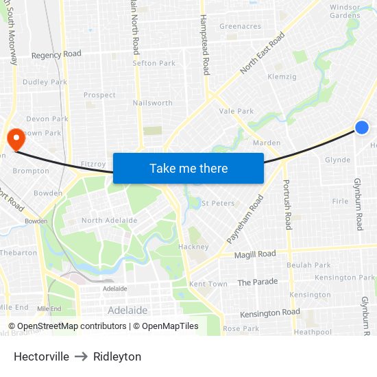 Hectorville to Ridleyton map