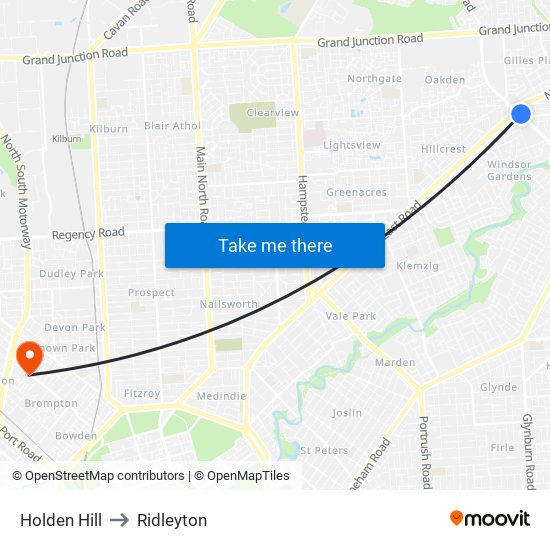 Holden Hill to Ridleyton map