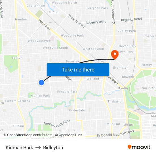 Kidman Park to Ridleyton map