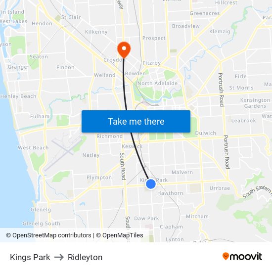 Kings Park to Ridleyton map