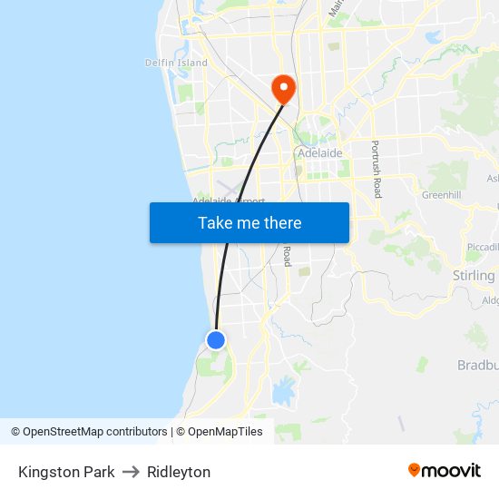 Kingston Park to Ridleyton map